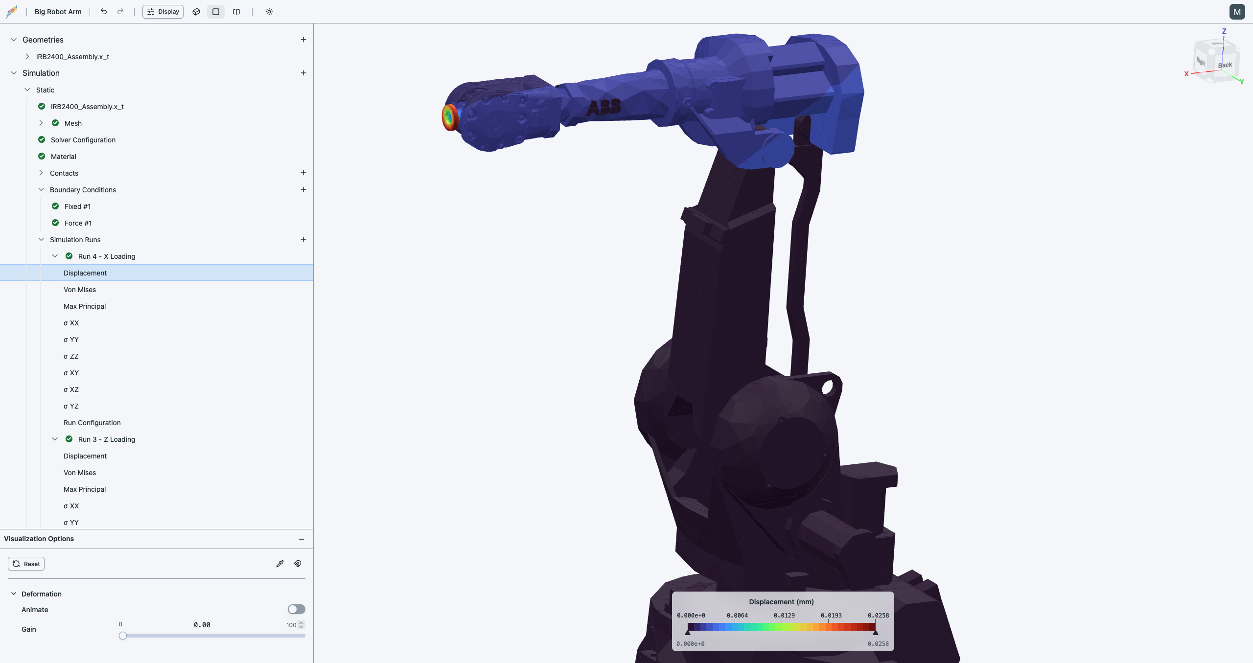 Large robotic arm simulation